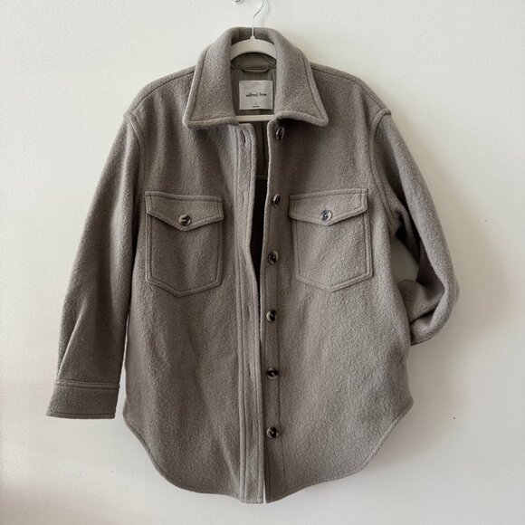 Wilfred Free Aritzia The Ganna Shirt Jacket Merino-wool Dry Basil Shacket Small - Picture 2 of 5